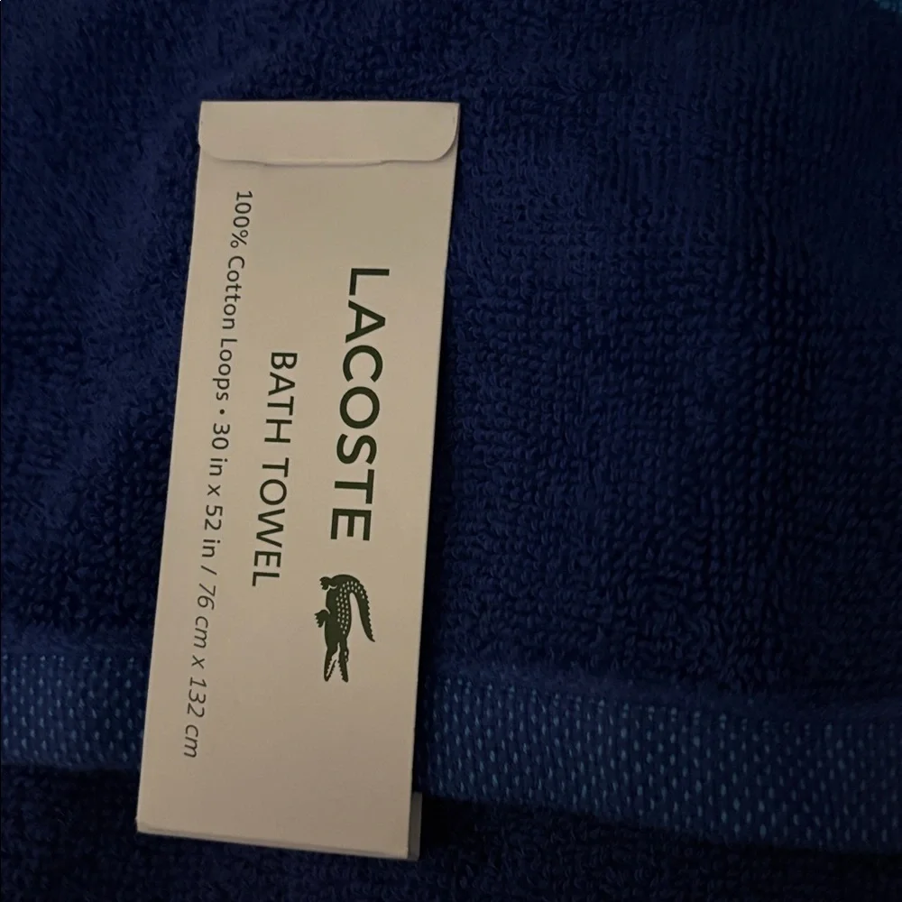 Lacoste blue Towel 30in x 52in. NWT 1